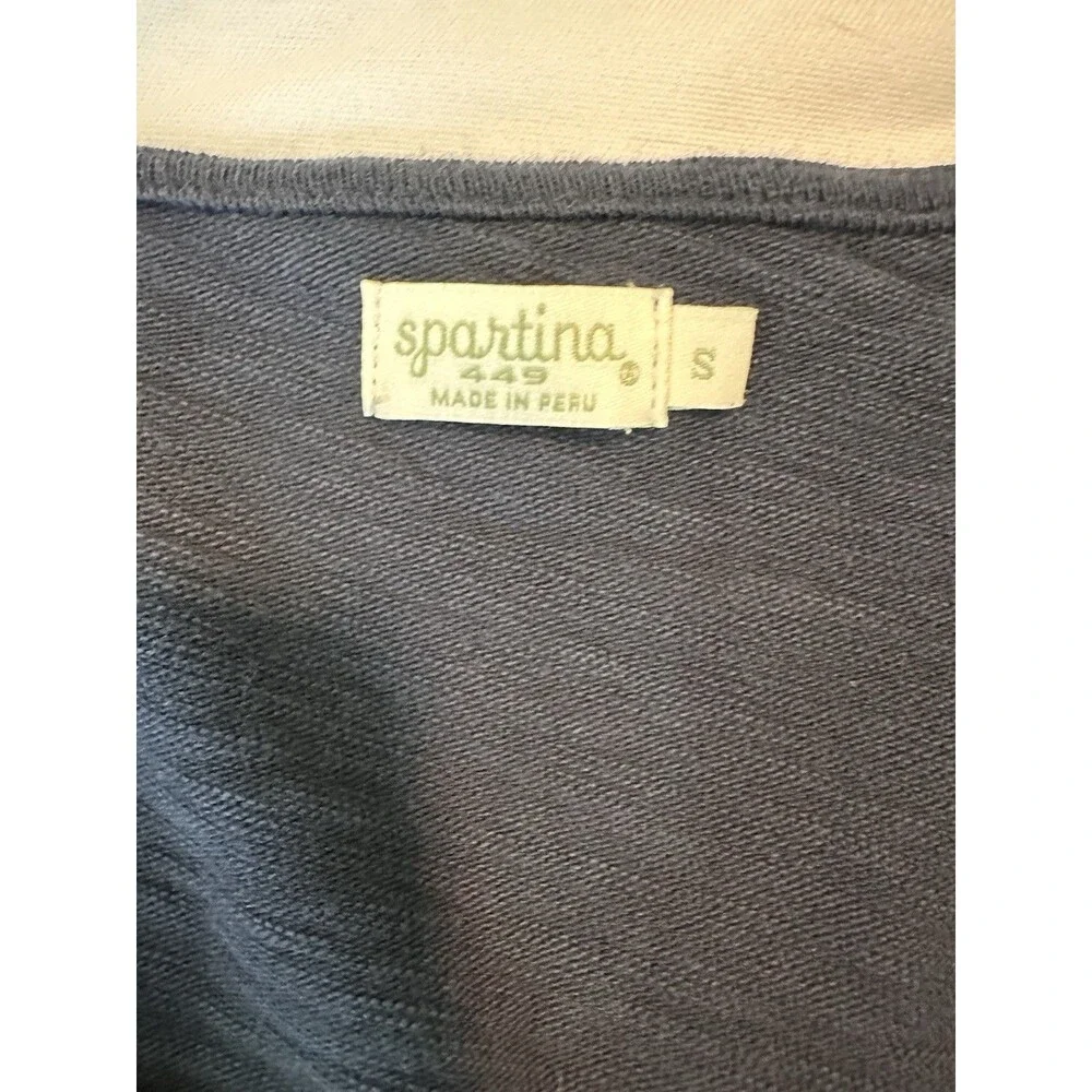 Spartina 449 Deanna Faux Wrap Dress Navy Blue Long Sleeve V Neck Small Coastal